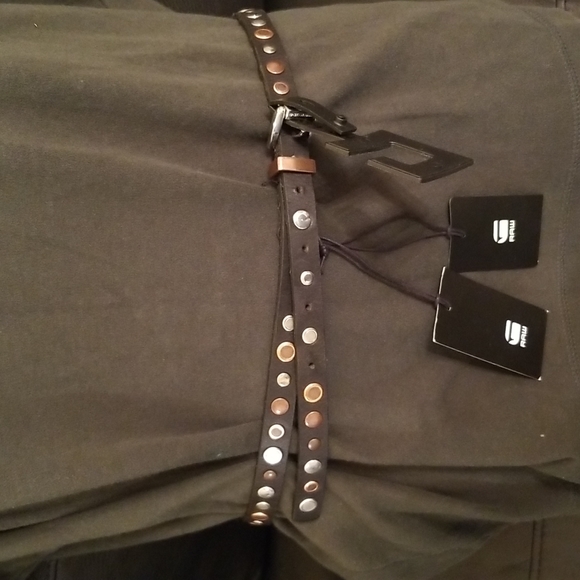 G- star raw women\'s black,with silver and copper color studded size 90 belt main image 10
